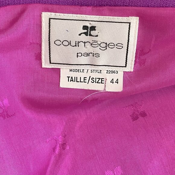 Vintage Courrèges Paris Purple Wool Skirt Blazer Set With Patent Leather Trim 44 - Picture 4 of 16